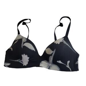 Auden Wire Free Convertible Racer‎ Back Bra Black Floral Lined Adjustable 34C